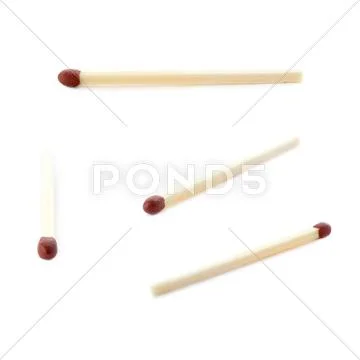 Set of Wooden match isolated over the white background Stock Photos