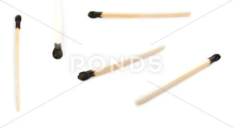 Set of Wooden match isolated over the white background Stock Photos