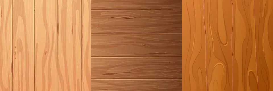 Set wooden material, textured surface wood comic background in cartoon style Illustrazione stock