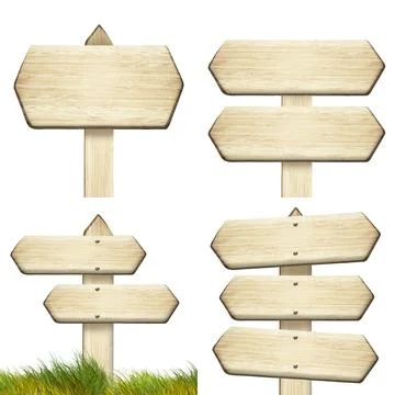 A set of wooden pointers made of light brown wood, highlighted on a white b.. Stock Photos
