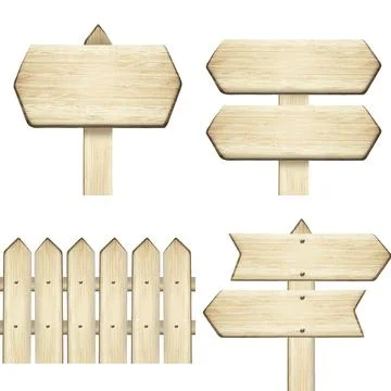 A set of wooden pointers made of light brown wood, highlighted on a white b.. Stock Photos