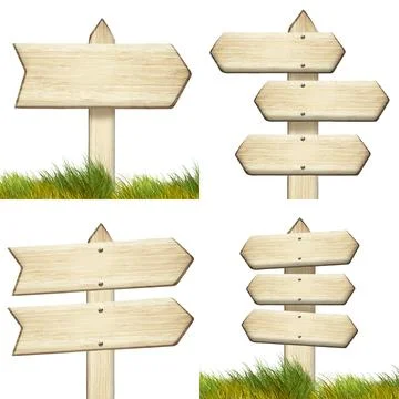 A set of wooden pointers made of light brown wood, highlighted on a white b.. Stock Photos