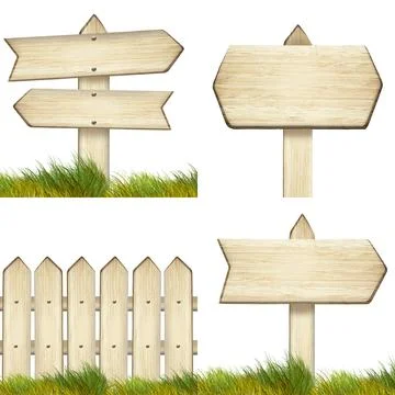 A set of wooden pointers made of light brown wood, highlighted on a white b.. Stock Photos