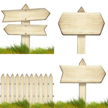 A set of wooden pointers made of light brown wood, highlighted on a white b.. Stock Photos