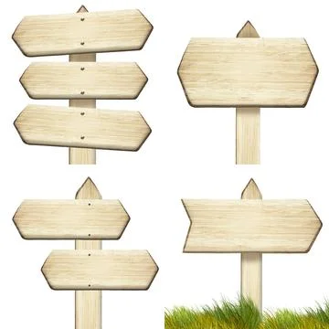 A set of wooden pointers made of light brown wood, highlighted on a white bac 스톡 사진