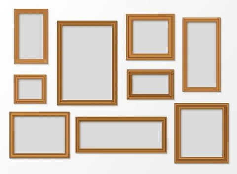 Set of wooden realistic frames with shadow イラスト素材