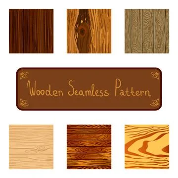 Set of wooden seamless pattern Stock Illustration