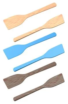 Set of wooden solid turner or kitchen utensils on white background. Stock Illustration