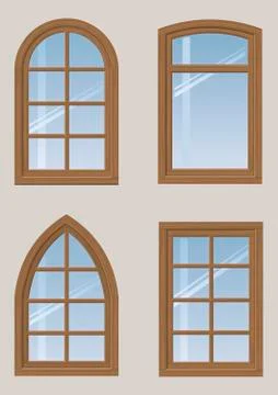 Set of wooden windows Stock Illustration