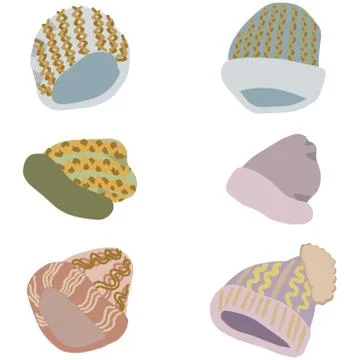 Set of wool beanies Stock Illustration