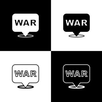 Set The word war icon isolated on black and white background. International 스톡 일러스트