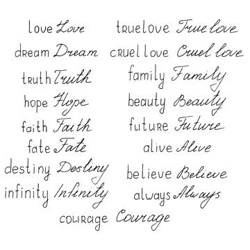 Set of words for tattoo Stock Illustration