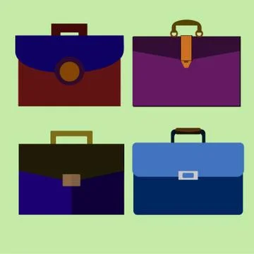 Set Of Work Bags Vector Illustration. Icon Set of Work Bags. Stock Illustration