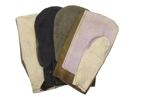 Set of work gauntlets. one-finger gloves for welders (leather top), laborer.. Stock Photos