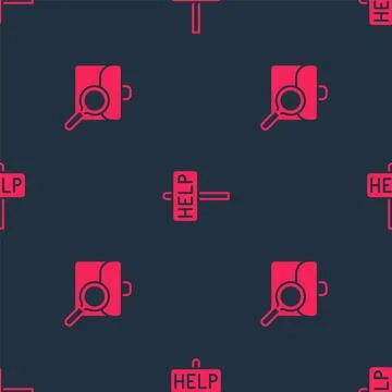 Set Work search and Ask for help text on seamless pattern. Vector Illustrazione stock