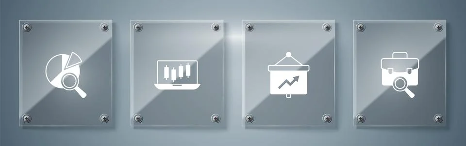 Set Work search Board with graph Stocks market growth graphs and Search data  Stock-Illustration