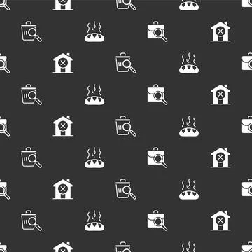 Set Work search, No house, Searching for food and Donation on seamless pattern Stock Illustration