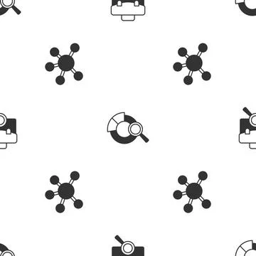 Set Work search, Search data analysis and Project team base on seamless pattern Stock Illustration