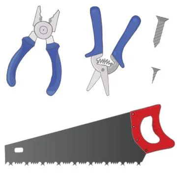 A set of work tools images. Illustrazione stock