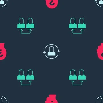 Set Worker, Exchange work and on seamless pattern. Vector Illustrazione stock