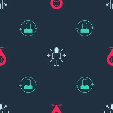 Set Worker location, Multitasking manager working and Exchange on seamless イラスト素材
