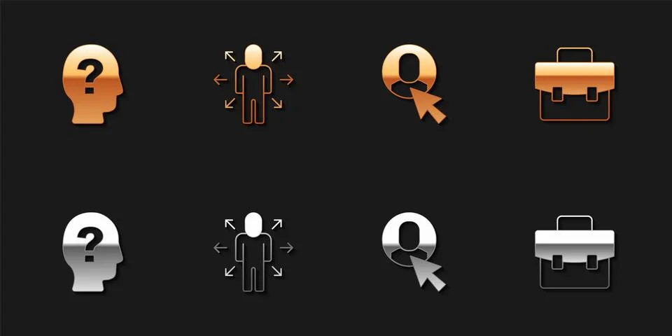 Set Worker, Multitasking manager working, and Briefcase icon. Vector Illustrazione stock