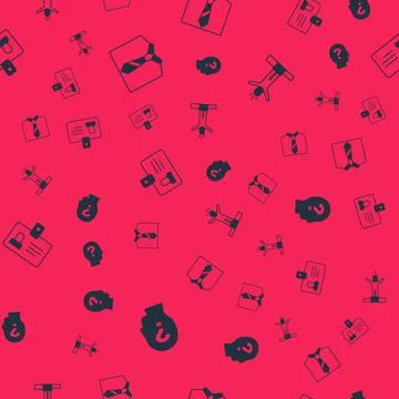 Set Worker, Tie, Identification badge and Productive human on seamless pattern Stock Illustration