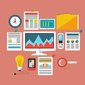 Set of working and educational equipment Stock Illustration