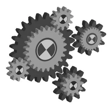 Set working cogs, gears on white background Stock Illustration