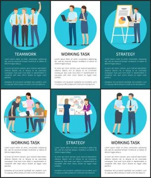 Set of Working Task Teamwork Strategy Banners Illustrazione stock