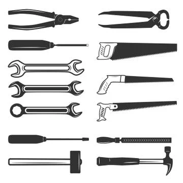 Set of the working tools isolated on white background. Design el Stock Illustration