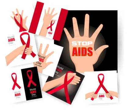 Set World AIDS Day. 1st December posters Stock Illustration