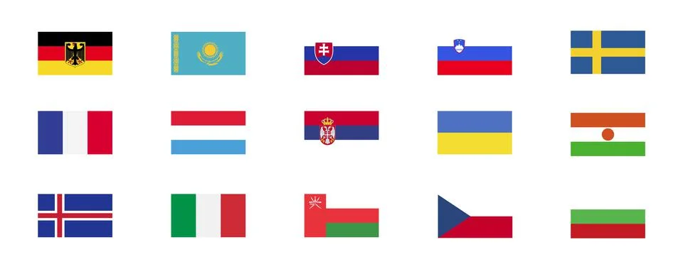 Set of world flags of countries Stock Illustration