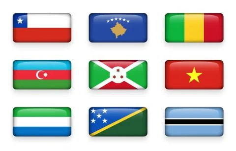Set of world flags rectangle buttons Illustrazione stock