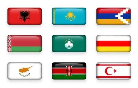 Set of world flags rectangle buttons イラスト素材