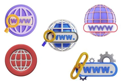 Set of world map globe icon isolated Stock Illustration