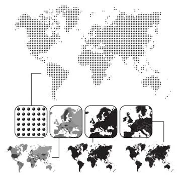 Set of world maps Illustration