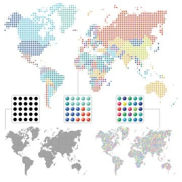 Set of world maps Stock Illustration