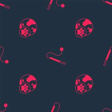 Set World pet and Pet cat toy on seamless pattern. Vector Illustrazione stock