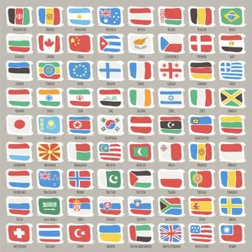 Set of world states flags Stock Illustration