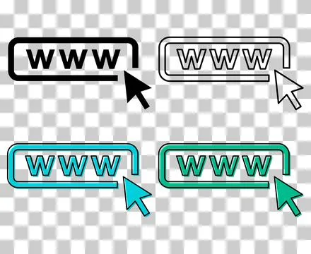 Set of World wide web icon, www internet website symbol, click mouse arrow si Illustration