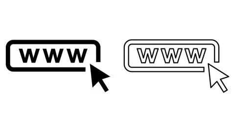 Set of World wide web icon, www internet website symbol, click mouse arrow si Stock Illustration