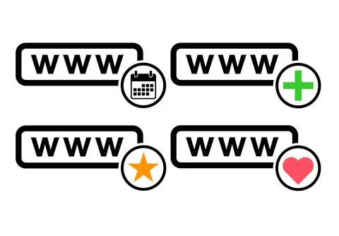 Set of World wide web icon, www internet website symbol, click mouse arrow si Stock-Illustration