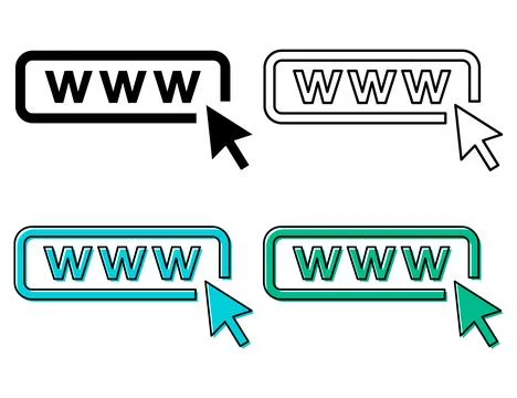 Set of World wide web icon, www internet website symbol, click mouse arrow si Stock-Illustration