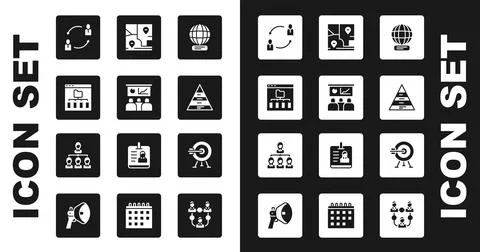 Set Worldwide, Training, presentation, Browser files, Human resources, Pyra.. Stock Illustration