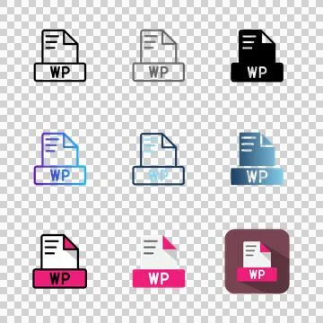 Set wp document file type icons.  Stock Illustration