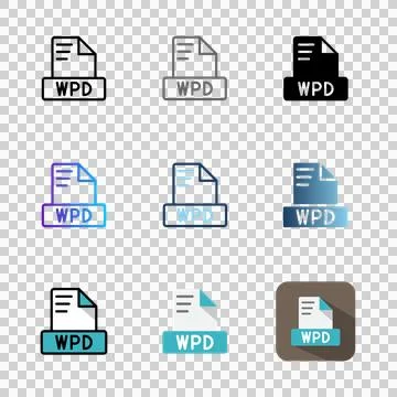 Set wpd file format icons. with a variety of color choices and modern designs. Stock Illustration