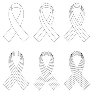 Set of wrapped ribbons with a different number of stripes, a template for Stock Illustration