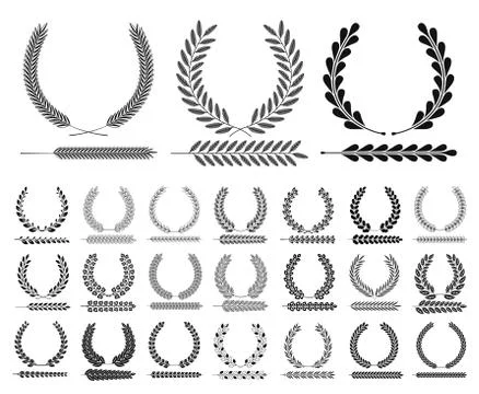 Set of Wreaths and branches. Vector illustration. Ilustración de archivo