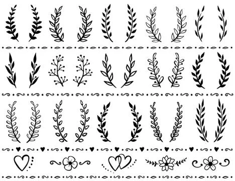 Set of wreaths with branches Stock Illustration
